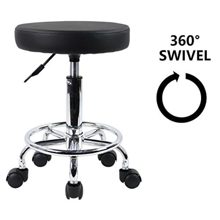 PU Leather Round Rolling Stool - Spa & Wellness Dr Roy Sothers 评论和价格